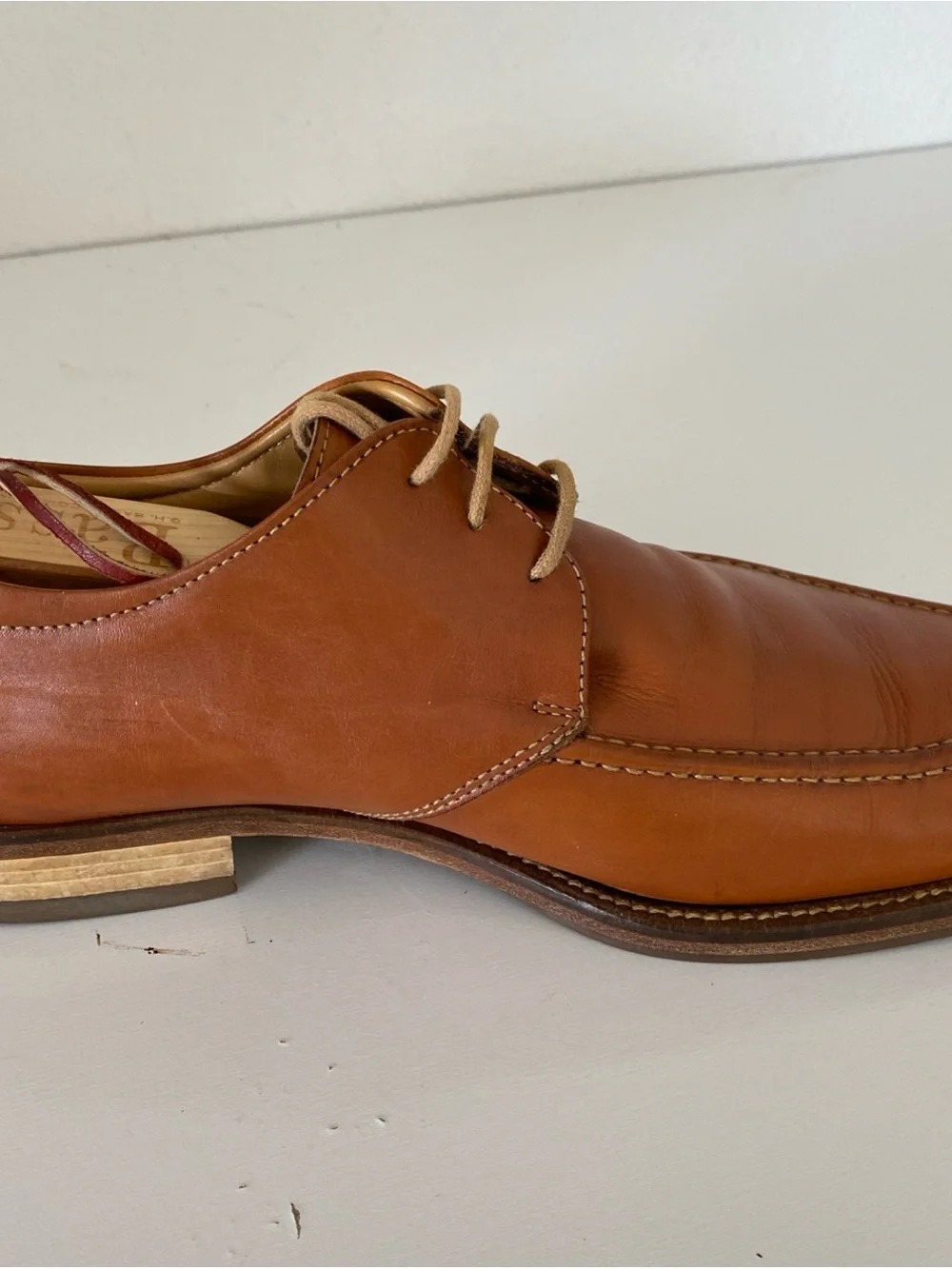 Gordon Rush 3863 Men’s 10 Cognac Brown Apron Toe Derby Made Italy Goodyear Welt